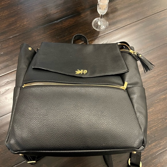 Freshly Picked Original Diaper Bag - Black Vegan Leather with Gold Metal - Picture 4 of 9